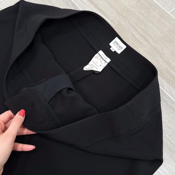 Armani Collezioni Mid Rise Wide Leg Silk Blend Trouser Pants in Black Size 12 - Picture 4 of 16